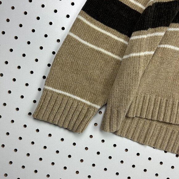 Old Skool Urban Wear Knit Sweater Size XL Brown Tan Striped CHUNKY Grandpa 90s - Picture 3 of 6